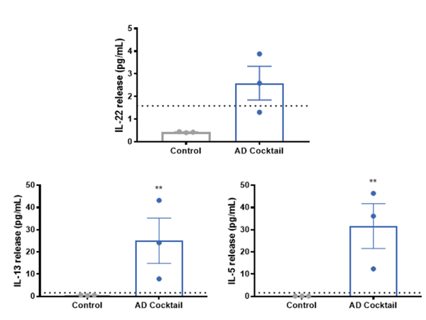 Induction of IL-13, IL-5 and IL-22 secretion after 48 h