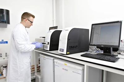 Scientist using Lumines machines