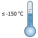 Thermometer showing minus 150 degrees C